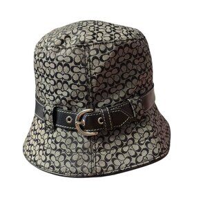 Coach Vtg Black & Grey Signature Y2K Bucket Hat, Medium / Large, Preppy Casual